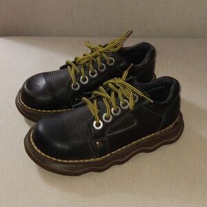 Dr Martens black leather children's shoes